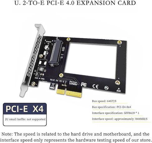 U.2 to PCIe Adapter Card PCIe 3.0 x4 Expansion Card with SFF-8639 U.2 NVMe SSD Support, Compatible with Windows/Linux/Mac OS, Stable No Power Supply Needed (SFF8639) in Saudi Arabia