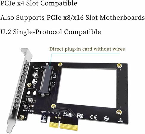 U.2 to PCIe Adapter Card PCIe 3.0 x4 Expansion Card with SFF-8639 U.2 NVMe SSD Support, Compatible with Windows/Linux/Mac OS, Stable No Power Supply Needed (SFF8639) in Saudi Arabia