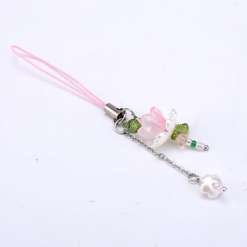 2PCS Lotus Flower Phone Strap ، زنك الزجاج الزجاجي الزهور ، سحر هاتف زهرة ، جمالية ، حزام معصم الأسود المفاتيح الأنيقة للنساء محفظة حقيبة in Kuwait