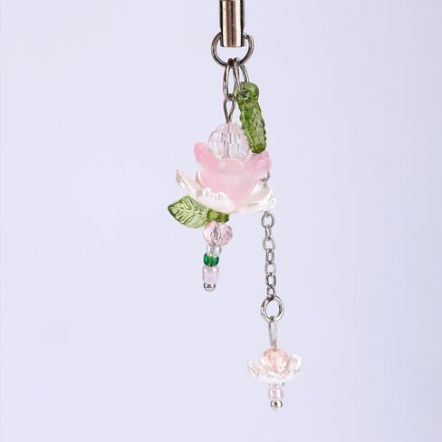 2PCS Lotus Flower Phone Strap ، زنك الزجاج الزجاجي الزهور ، سحر هاتف زهرة ، جمالية ، حزام معصم الأسود المفاتيح الأنيقة للنساء محفظة حقيبة in Kuwait