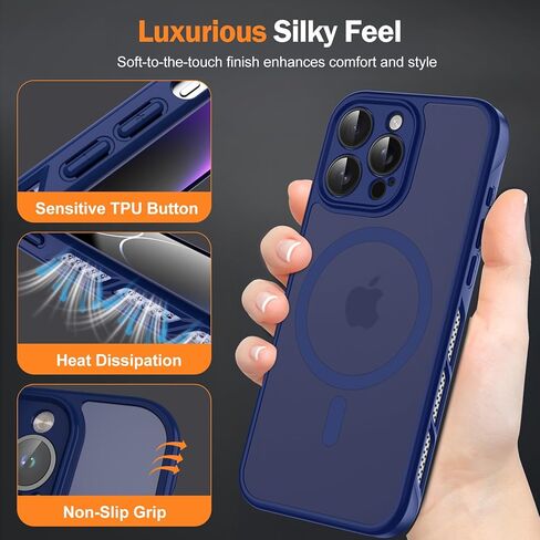 أقوى مغناطيسي لـ iPhone 15 Pro Max Case ، إطار تبديد الحرارة ، متوافق مع Magsafe ، وحماية الكاميرا ، وغطاء واقٍ غير لامع في iPhone 15 Pro Max 6.7 بوصة ، والرمادي in Kuwait