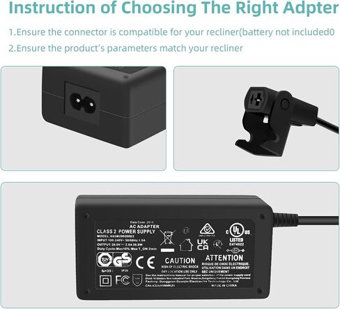 مزود طاقة الكابل 6.5 قدم للكراسي الكهربائي ، UL Universal 2-Pin AC/DC Adapter 29V 2A PROCIANTION PART in Saudi Arabia
