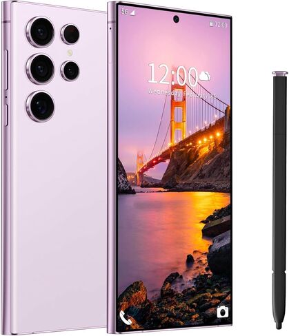 I24 Ultra Unlocked Phone ، بني في Pen Pen ، بطارية الهاتف الذكي 6800mAh 6.8 "شاشة HD ، Android 14 16+512 جيجابايت مع الهاتف الخلوي لبطاقة الذاكرة 128GB ، معرف 5G/FACE/بصمة GPS (PURPLE ، 16+512GB) in Kuwait