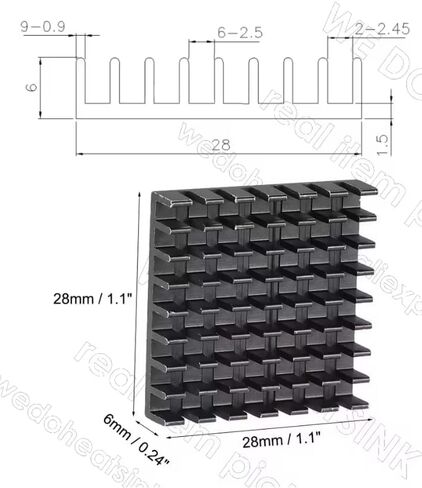Easycargo 10pcs 28mm Heatsink Kit 28mmx28mmx06mm + 3M 8810 Thermal Conductive Adhesive Tape, Cooler Aluminum Heatsink Fins for Cooling GPU Chips IC Chips Modules (28x28x06mm) in Saudi Arabia