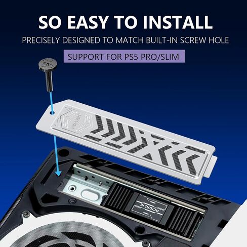 Slotion Slot M.2 NVME SSD Copper Thailkink Kit لـ PlayStation5 ، غطاء غبار التبريد المعدني ، أدوات مسامير التثبيت ، تصميم قرص العسل التهوية (Silver) in Kuwait