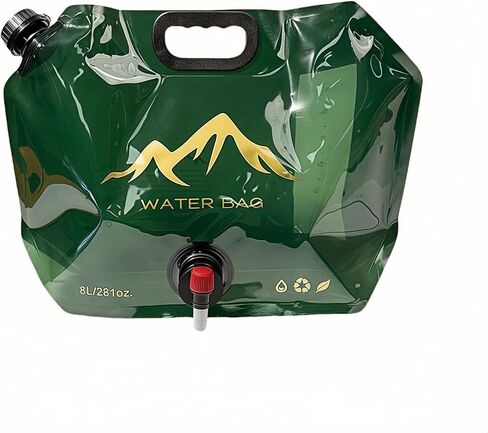 8L/281oz Outdoor Collapsible Water Jug BPA-Free w/Adjustable Faucet - Portable Leakproof Water Storage for Camping, Hiking, Travel & Emergencies (Light green) in Kuwait