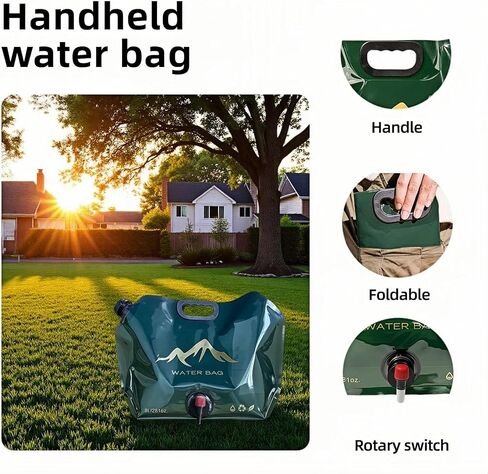 8L/281oz Outdoor Collapsible Water Jug BPA-Free w/Adjustable Faucet - Portable Leakproof Water Storage for Camping, Hiking, Travel & Emergencies (Light green) in Kuwait
