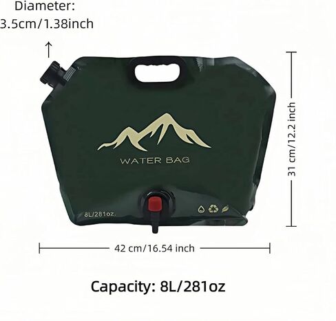 8L/281oz Outdoor Collapsible Water Jug BPA-Free w/Adjustable Faucet - Portable Leakproof Water Storage for Camping, Hiking, Travel & Emergencies (Light green) in Kuwait