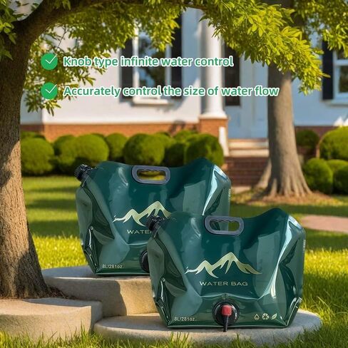 8L/281oz Outdoor Collapsible Water Jug BPA-Free w/Adjustable Faucet - Portable Leakproof Water Storage for Camping, Hiking, Travel & Emergencies (Light green) in Kuwait