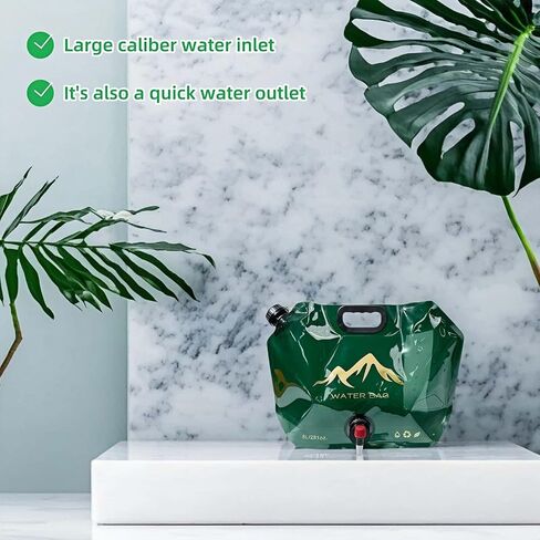 8L/281oz Outdoor Collapsible Water Jug BPA-Free w/Adjustable Faucet - Portable Leakproof Water Storage for Camping, Hiking, Travel & Emergencies (Light green) in Kuwait