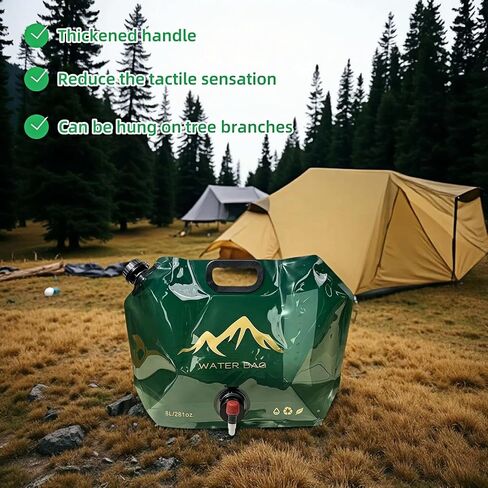 8L/281oz Outdoor Collapsible Water Jug BPA-Free w/Adjustable Faucet - Portable Leakproof Water Storage for Camping, Hiking, Travel & Emergencies (Light green) in Kuwait