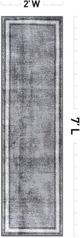 Rugshop Contemporary Distressed Bordered Soft Area Rug 8' x 10' Gray in Kuwait
