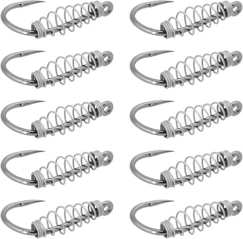 ECSiNG 40pcs Spring Hook Fish Hook Fishing Tackle Gear Catfish Fishing Hook Barded Fish Tackle Compatible with Power Bait Dough (Size #10) in Saudi Arabia