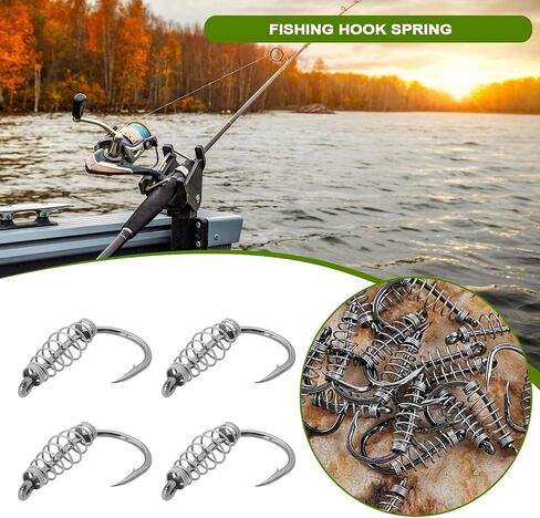 ECSiNG 40pcs Spring Hook Fish Hook Fishing Tackle Gear Catfish Fishing Hook Barded Fish Tackle Compatible with Power Bait Dough (Size #10) in Saudi Arabia