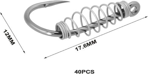 ECSiNG 40pcs Spring Hook Fish Hook Fishing Tackle Gear Catfish Fishing Hook Barded Fish Tackle Compatible with Power Bait Dough (Size #10) in Saudi Arabia
