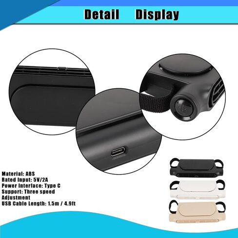 Car Seat Fan Powerful Double Turbine Car Cooling Fan for Vehicle Backseat Kids Pets Quiet Bladeless Design USB Operated (Black#1) in Kuwait