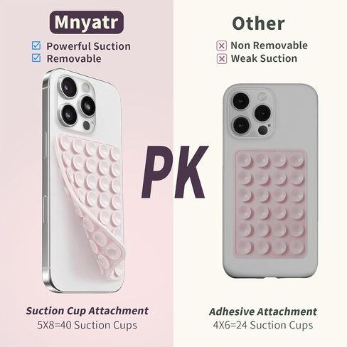 (2 Pack) Silicone Suction Cup Phone Case Mount Double Sided, Sticky Phone Grip with Higher Suction Power for Cell Phone, Hands-Free Phone Accessories for Selfies and Videos, Clear & Light Pink in Saudi Arabia