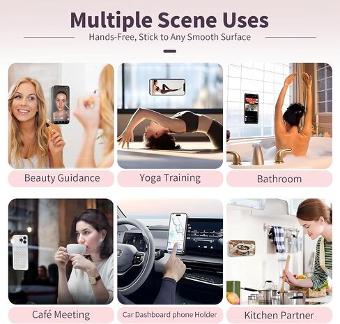 (2 Pack) Silicone Suction Cup Phone Case Mount Double Sided, Sticky Phone Grip with Higher Suction Power for Cell Phone, Hands-Free Phone Accessories for Selfies and Videos, Clear & Light Pink in Saudi Arabia