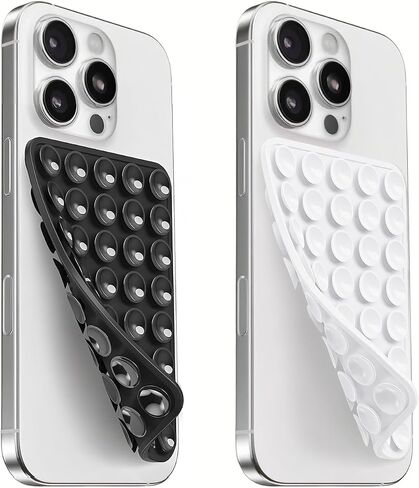 (2 Pack) Silicone Suction Cup Phone Case Mount Double Sided, Sticky Phone Grip with Higher Suction Power for Cell Phone, Hands-Free Phone Accessories for Selfies and Videos, Clear & Light Pink in Saudi Arabia