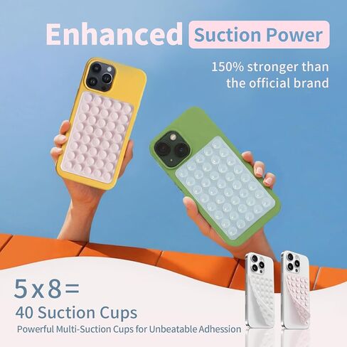 (2 Pack) Silicone Suction Cup Phone Case Mount Double Sided, Sticky Phone Grip with Higher Suction Power for Cell Phone, Hands-Free Phone Accessories for Selfies and Videos, Clear & Light Pink in Saudi Arabia