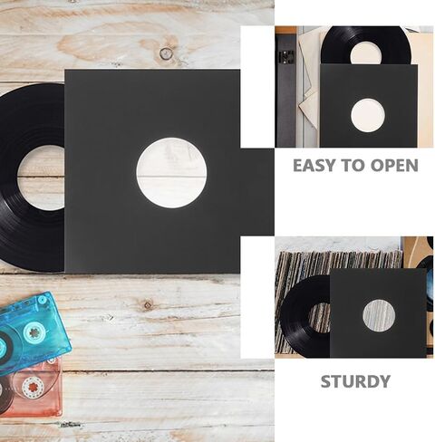 الأكمام سجل الفينيل ، 6pcs gatefold الأكمام الخارجية فينيل الأكمام kraft الورقية يغطي السترات السود in Saudi Arabia