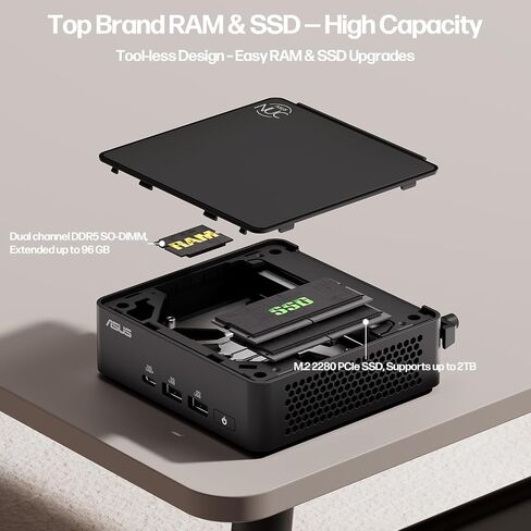 ASUS NUC 15 Pro Small PC ، Intel Series 2 Core 7 240H (10C/16T ، حتى 5.2 جيجا هرتز) ، أجهزة كمبيوتر سطح المكتب Mini 64GB DDR5 RAM ، 2TB PCIE SSD ، Intel Graphics ، Thunderbolt 4 ، Win 11 Pro ، WiFi 7 ، BT 5.4 ، Quad 4K Hdr in Saudi Arabia