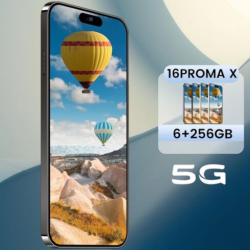 16Proma x Smartphone Smartphone 6.9 "HD Screen 6+256GB الهاتف الذكي مع بطاقة ذاكرة 128G نظام جديد 6800 مللي أمبير في الساعة بطارية مزدوجة SIM/Photeprint معرف/GPS (أسود) in Kuwait