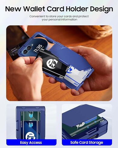 Cenmaso لـ Motorola Razr 2025 Case/RAZR 2024 CASE مع حامل البطاقة [RFID LOCKing] وحماية حماية وحماية الشاشة ، حالة هاتف مضاد للصدمة المضاد للخلع لـ Moto RAZR 2025/2024-Black in Kuwait