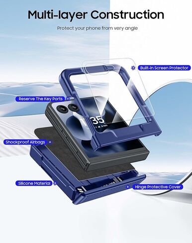 Cenmaso لـ Motorola Razr 2025 Case/RAZR 2024 CASE مع حامل البطاقة [RFID LOCKing] وحماية حماية وحماية الشاشة ، حالة هاتف مضاد للصدمة المضاد للخلع لـ Moto RAZR 2025/2024-Black in Kuwait