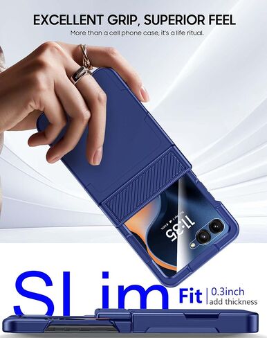 Cenmaso لـ Motorola Razr 2025 Case/RAZR 2024 CASE مع حامل البطاقة [RFID LOCKing] وحماية حماية وحماية الشاشة ، حالة هاتف مضاد للصدمة المضاد للخلع لـ Moto RAZR 2025/2024-Black in Kuwait