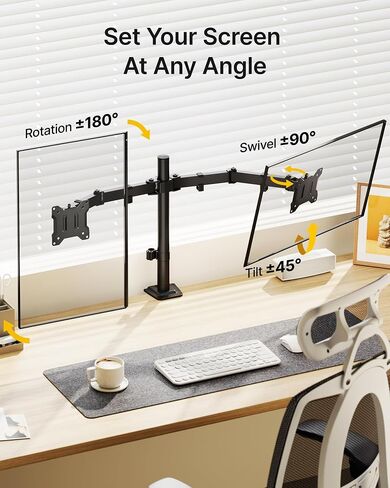 Montek مستقر Dual Monitor Stand for 17 "–32" شاشات الكمبيوتر ، وتركيب مكتب شاق مع 22 رطلا لكل ذراع ، والأسلحة القابلة للتعديل بالكامل ، وقاعدة المشبك/grommet ، Vesa 100 × 100 مم كحد أقصى in Saudi Arabia