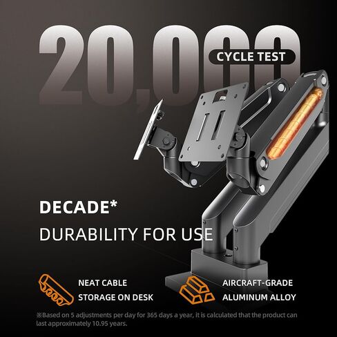 Claiks Dual Monitor Mount for Max 35 inch Screens Stand up to Max 89 lbs, Ergonomic Gas Spring Heavy-Duty Adjustable Monitor Arm, with Clamp and Grommet Base, VESA Mounting Holes 75&100mm, Black in Kuwait