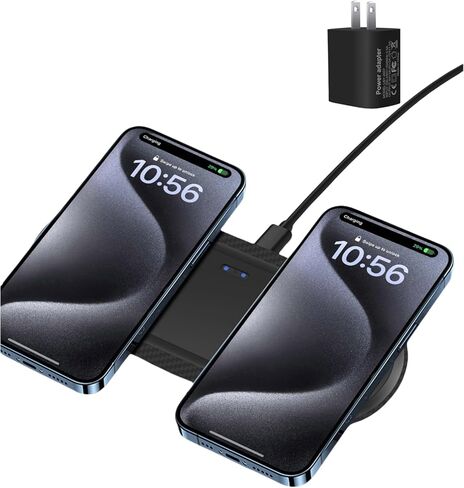 شاحن لاسلكي، [عبوة من قطعتين] وسادة شحن لاسلكية سريعة 20 وات متوافقة مع Samsung Galaxy S24/S24+/S24 Ultra /S23/S22/S21/S20/S10، لهاتف Google Pixel 8/7/6، LG، لهاتف iPhone (أسود ) in Kuwait