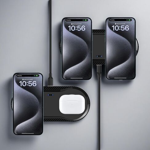 شاحن لاسلكي، [عبوة من قطعتين] وسادة شحن لاسلكية سريعة 20 وات متوافقة مع Samsung Galaxy S24/S24+/S24 Ultra /S23/S22/S21/S20/S10، لهاتف Google Pixel 8/7/6، LG، لهاتف iPhone (أسود ) in Kuwait