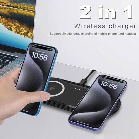 شاحن لاسلكي، [عبوة من قطعتين] وسادة شحن لاسلكية سريعة 20 وات متوافقة مع Samsung Galaxy S24/S24+/S24 Ultra /S23/S22/S21/S20/S10، لهاتف Google Pixel 8/7/6، LG، لهاتف iPhone (أسود ) in Kuwait