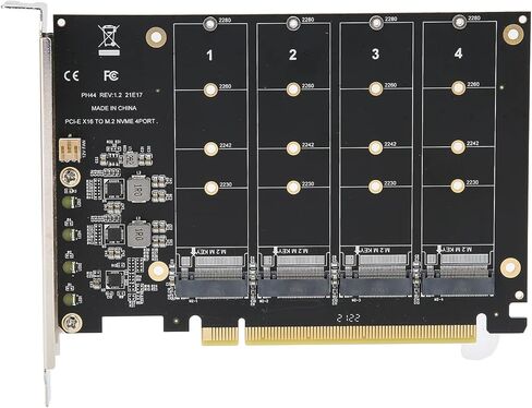 Four Port M2 NVMe PCIe X16 SSD Expansion Adapter Card Quad RAID Ready Expansion Card for Desktop PC Builds Support 2230 2242 2260 2280 SSDs with LED Indicators Four Disk 32Gbps Each in Saudi Arabia