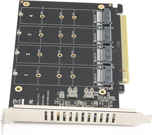 Four Port M2 NVMe PCIe X16 SSD Expansion Adapter Card Quad RAID Ready Expansion Card for Desktop PC Builds Support 2230 2242 2260 2280 SSDs with LED Indicators Four Disk 32Gbps Each in Saudi Arabia