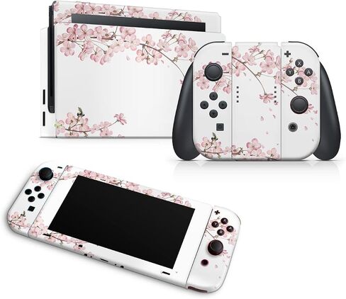 ZOOMHITSKINS Compatible with Switch Skin Cover Bouquet Branch Pink White Sakura Cherry Blossoms Vintage Vinyl Decal Sticker Wrap, Made in The USA in Saudi Arabia