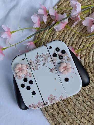 ZOOMHITSKINS Compatible with Switch Skin Cover Bouquet Branch Pink White Sakura Cherry Blossoms Vintage Vinyl Decal Sticker Wrap, Made in The USA in Saudi Arabia