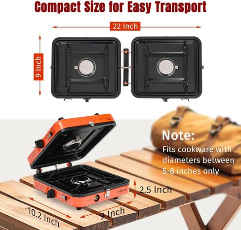 SHINESTAR Dual-Burner Camping Stove with Carrying Bag, Foldable Portable Stove for Camping, 17000 BTU Camp Stove with 2 Adjustable Propane Burners, for Outdoor Cooking, RV Trips, or Emergencies in Saudi Arabia