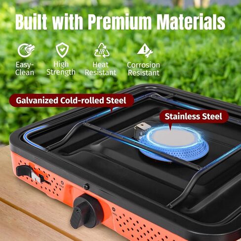 SHINESTAR Dual-Burner Camping Stove with Carrying Bag, Foldable Portable Stove for Camping, 17000 BTU Camp Stove with 2 Adjustable Propane Burners, for Outdoor Cooking, RV Trips, or Emergencies in Saudi Arabia