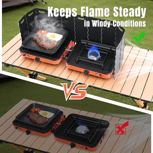 SHINESTAR Dual-Burner Camping Stove with Carrying Bag, Foldable Portable Stove for Camping, 17000 BTU Camp Stove with 2 Adjustable Propane Burners, for Outdoor Cooking, RV Trips, or Emergencies in Saudi Arabia