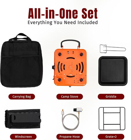 SHINESTAR Dual-Burner Camping Stove with Carrying Bag, Foldable Portable Stove for Camping, 17000 BTU Camp Stove with 2 Adjustable Propane Burners, for Outdoor Cooking, RV Trips, or Emergencies in Saudi Arabia