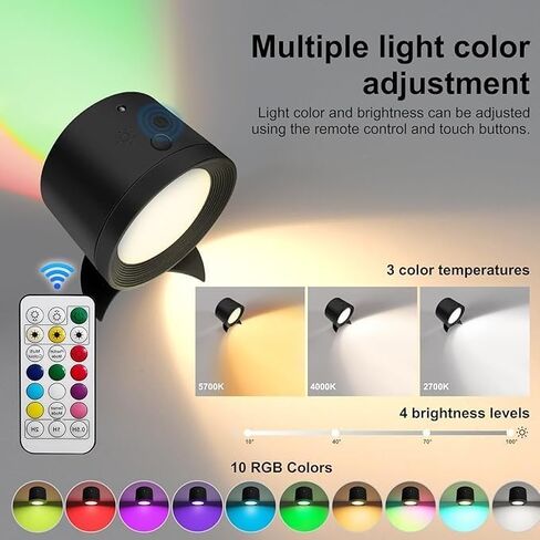 3cct dimmable الجدار المغناطيسي الإضاءة اللمسة اللمسة القراءة ضوء اللمس ثنائية الجوانب مصباح القراءة مع شحن USB ، لا حفر بجانب الحفر ، ضوء المدخل (حزمة واحدة) in Saudi Arabia