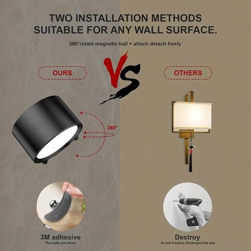3cct dimmable الجدار المغناطيسي الإضاءة اللمسة اللمسة القراءة ضوء اللمس ثنائية الجوانب مصباح القراءة مع شحن USB ، لا حفر بجانب الحفر ، ضوء المدخل (حزمة واحدة) in Saudi Arabia