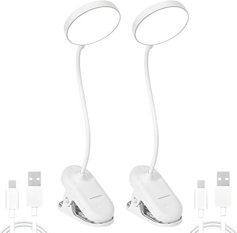 Usb Rechargeable Clip Lamp, Dimmable Led Light With Adjustable Neck, 3 Color Temperatures & Touch Controls, 4500K Warm White, For Study & Work in Saudi Arabia
