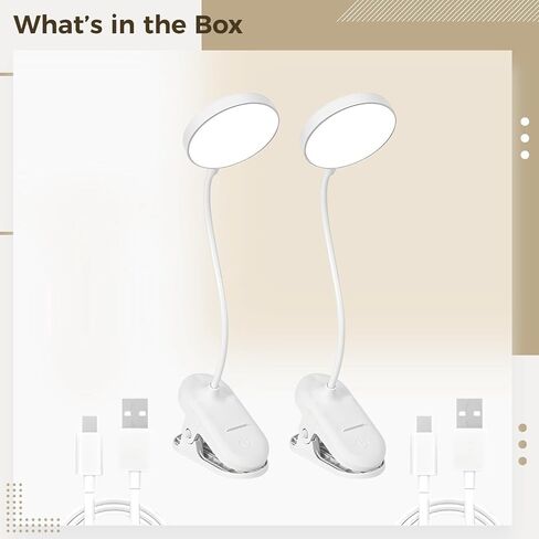Usb Rechargeable Clip Lamp, Dimmable Led Light With Adjustable Neck, 3 Color Temperatures & Touch Controls, 4500K Warm White, For Study & Work in Saudi Arabia