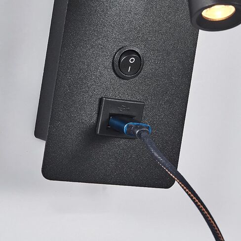 Victorian Table Lamp, LED Wall Lamp with USB Charging Port Rotatable Switch Acrylic Modern Design White Black 7.5x19cm in Saudi Arabia