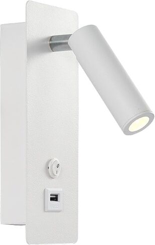 Victorian Table Lamp, LED Wall Lamp with USB Charging Port Rotatable Switch Acrylic Modern Design White Black 7.5x19cm in Saudi Arabia