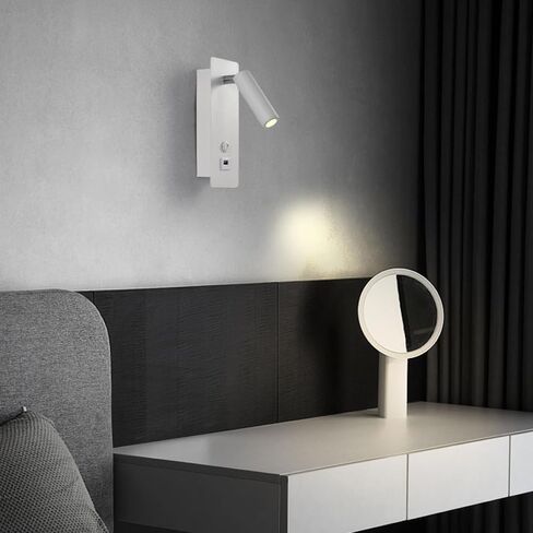 Victorian Table Lamp, LED Wall Lamp with USB Charging Port Rotatable Switch Acrylic Modern Design White Black 7.5x19cm in Saudi Arabia